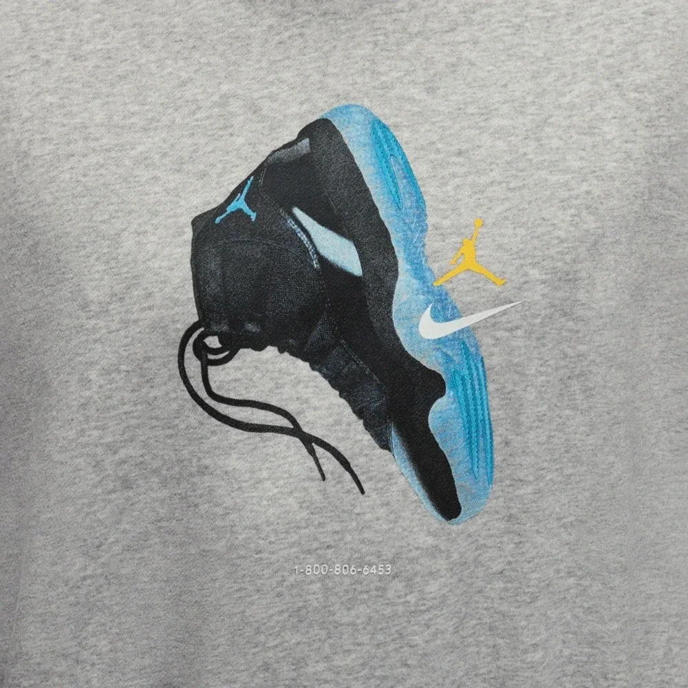AIR JORDAN BROOKLYN AJ11 FLEECE CREWNECK GREY/GAMMA BLUE 2XL  IM6301-050 XXL